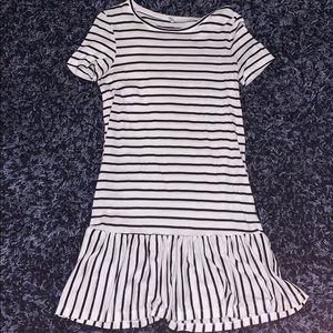 Black and white striped drop waist t shirt dress